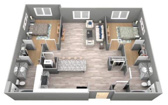 Floor Plan  Colfax I - 3D Floor Plan - The Flats