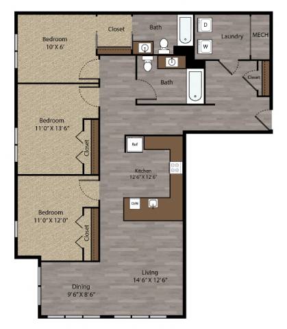 Fremont - 2D Floor Plan - The Flats