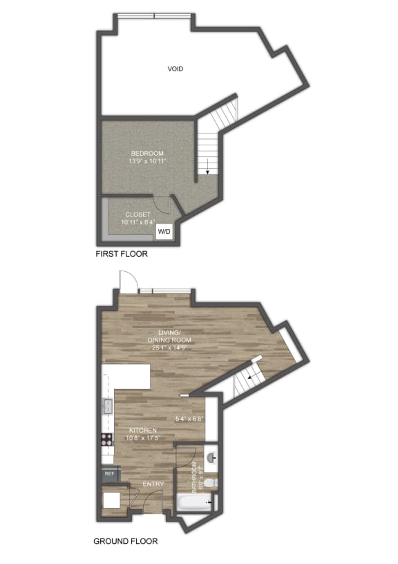 a floor plan of the first floor of a two story house