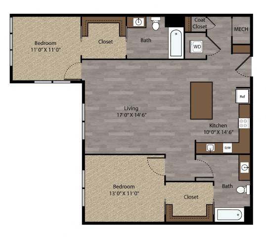 Judson I - 2D Floor Plan - The Flats