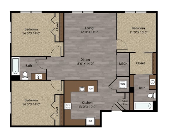 Madison - 2D Floor Plan - The Flats