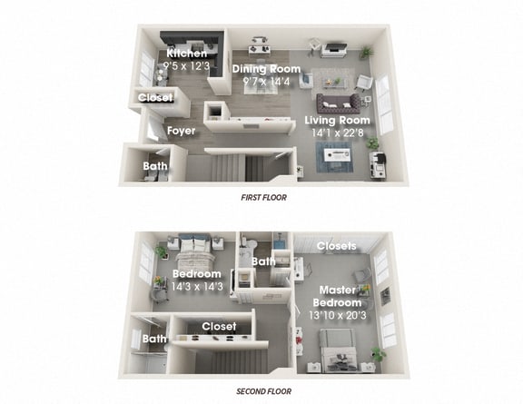 2 Bed 2.5 Bath Townhouse