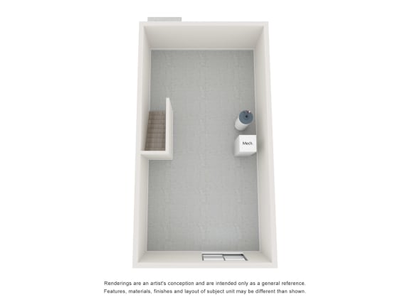 Floor plan of Maple Place townhome, 3-bedroom style (basement level)
