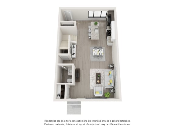 Floor plan of Maple Place townhome, 3-bedroom style (ground level)