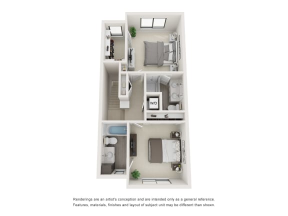 Floor plan of Maple Place townhome, premium style (second level)