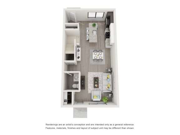 Floor plan of Maple Place townhome, standard style (ground level)