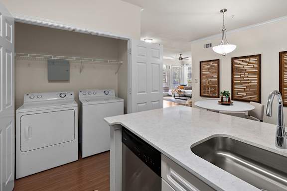 Full-sized washer/dryers included - Belle Harbour Apartments