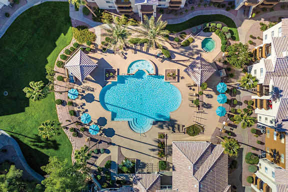 Resort-style pool with spa - aerial view - Sonterra Apartments at Paradise Valley
