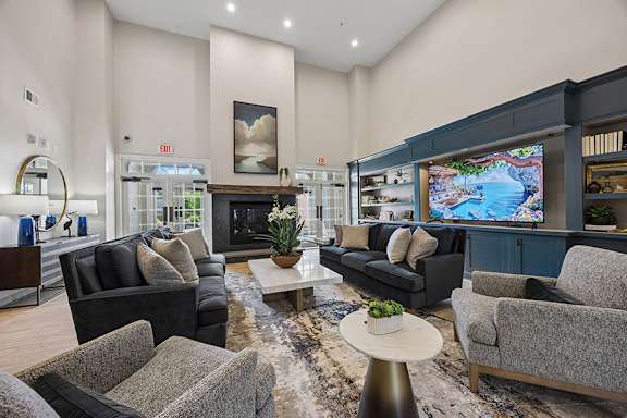 Community clubhouse with fireplace - Avenel at Montgomery Square