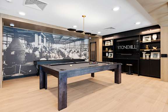 Second game room with billiards table - Stonehill at West Orange