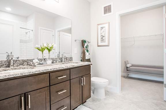 Dual Vanity sinks in select bathrooms - The Perry