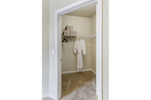 Lantern Woods Apartments - Spacious walk-in closets with custom designed wire shelving