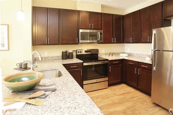 Urban Green - Modern espresso wood cabinetry