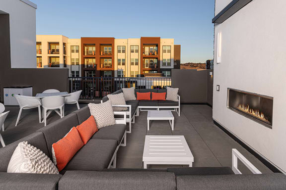 Rooftop fireplace - NOVA at Green Ranch