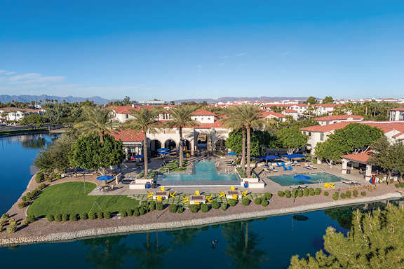 Lush landscaping sustainably maintained through Ocotillo - Almeria at Ocotillo