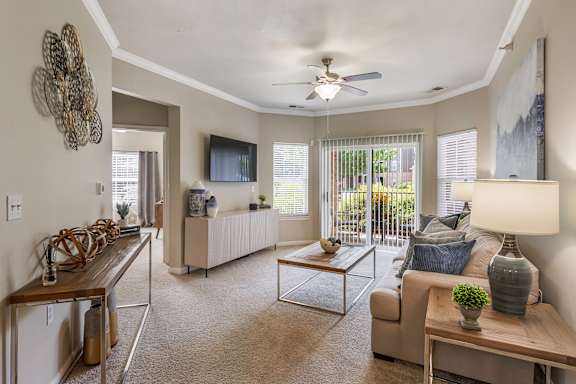 Lighted-fans in living rooms - Lantern Woods Apartments