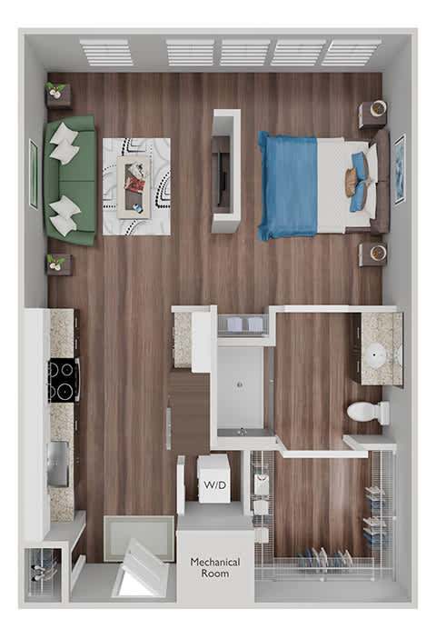 Element 29 - A03 - Studio - 3D floor plan