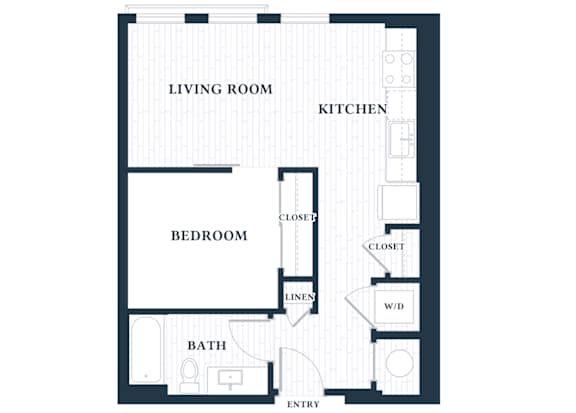 A0S0 - Studio - 1 Bath - Brentford at the Mile - 2D Floor Plan