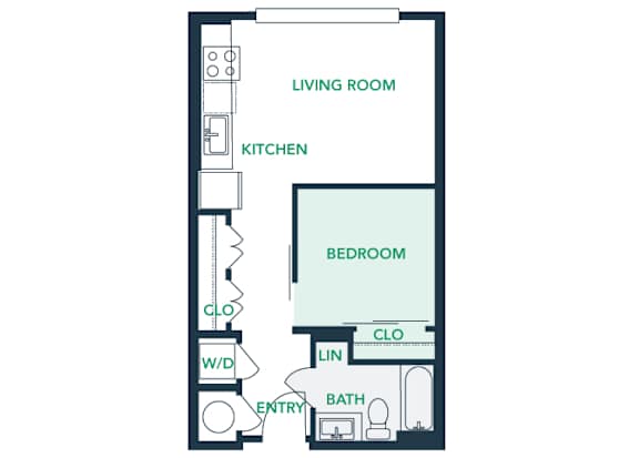 A0S3 - Studio - 1 Bath - Brentford at the Mile - 2D Floor Plan