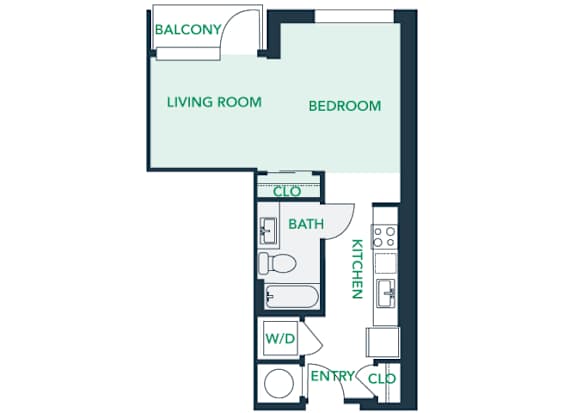 A0S5 - Studio - 1 Bath - Brentford at the Mile - 2D Floor Plan