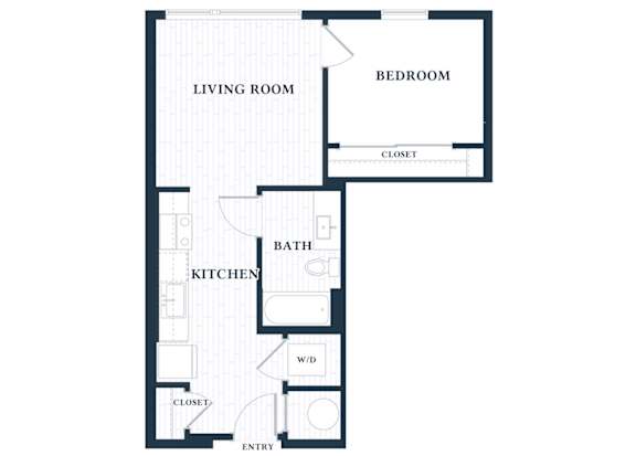 A101 - 1Bed - 1 Bath - Brentford at the Mile - 2D Floor Plan