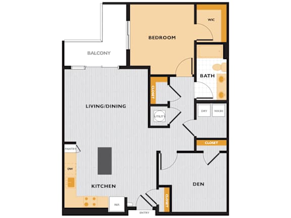 A11 - 1Bed 1 Bath - The Perry 2D Floor Plan