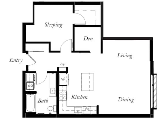 A12 - 1 Bed -1 Bath - 871 Sq Ft - 2D - Willow Apartments