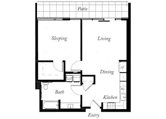A16 - 1 Bed -1 Bath - 792 Sq Ft - 2D - Willow Apartments