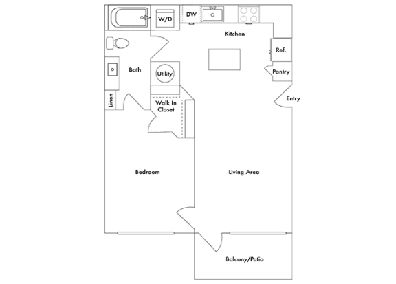 Drift Town Center East floor plan - A1 - 1 bed 1 bath - 2D