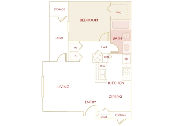 Asprey floor plan - A1 Aron - 1 bedroom and 1 bath