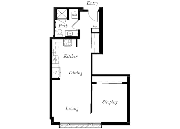 A1 - 1 Bed -1 Bath - 632 Sq Ft - 2D - Willow Apartments