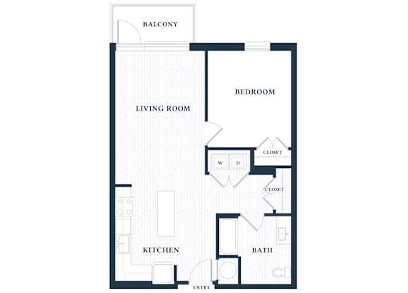 A205 - 1 Bed - 1 Bath - Brentford at the Mile - 2D Floor Plan