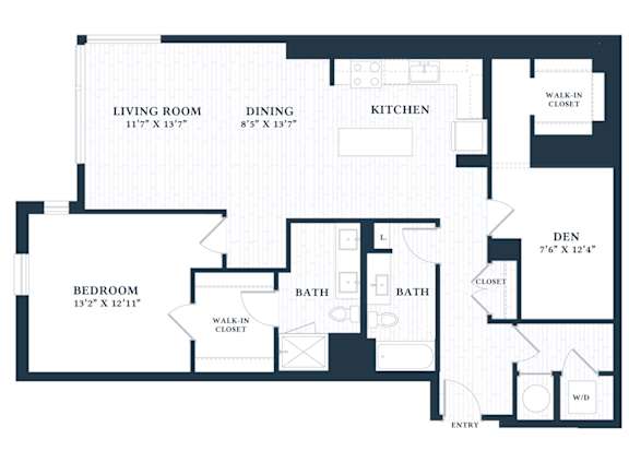 A28A - 1 Bed - 1 Bath - Brentford at the Mile - 2D Floor Plan