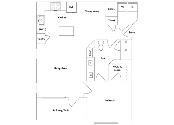 Drift Town Center East floor plan - A2 - 1 bed 1 bath - 2D