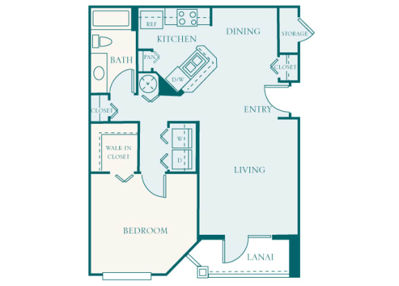 Versant Place Apartments A2 Amaryllis floor plan 1 bed 1 bath 2D