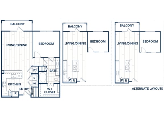 Juncture A2 floor plan and alternate 1 bed 1 bath 2D