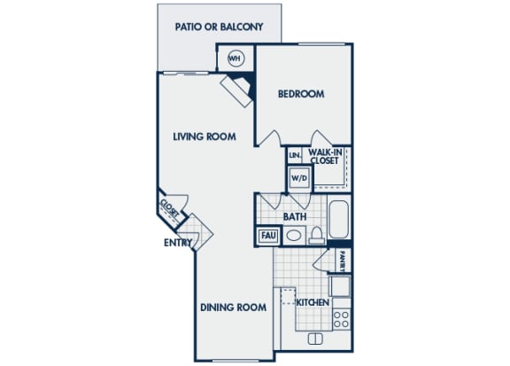 The Cascades Apartments - Newberry - 2D floor plan - 1 bed 1 bath