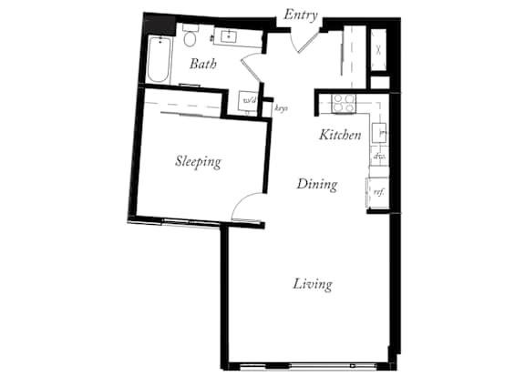 A2 - 1 Bed -1 Bath - 812 Sq Ft - 2D - Willow Apartments