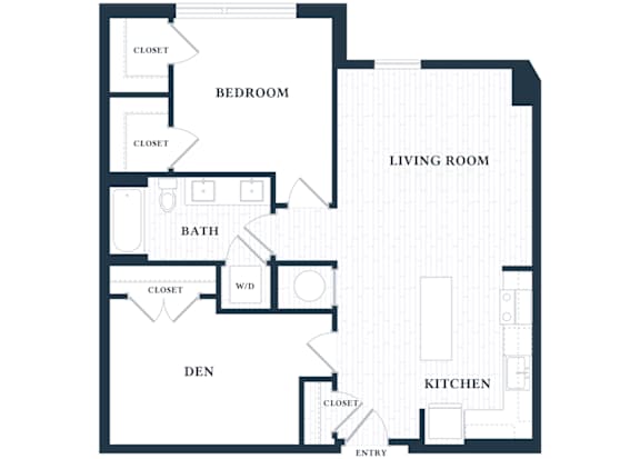 A301 - 1 Bed - 1 Bath - 1 Den - Brentford at the Mile - 2D Floor Plan