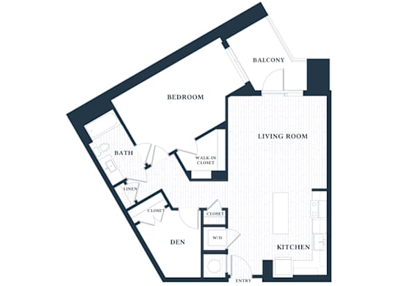 A302 - 1 Bed - 1 Bath - 1 Den - Brentford at the Mile - 2D Floor Plan