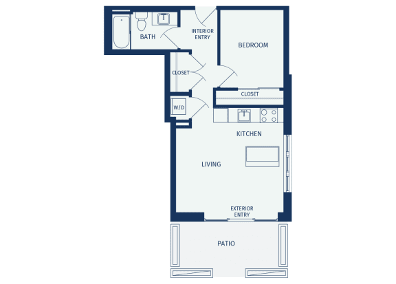 Eitel Apartments A30 floor plan 1 bed 1 bath 2D room