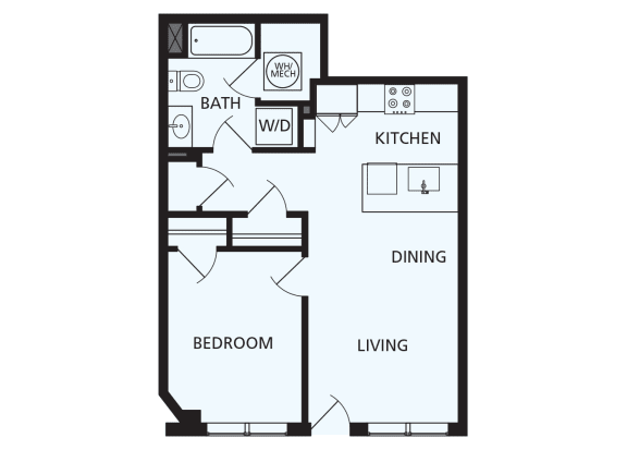 Lansdale Station Apartments A3 floor plan - 1 bed 1 bath