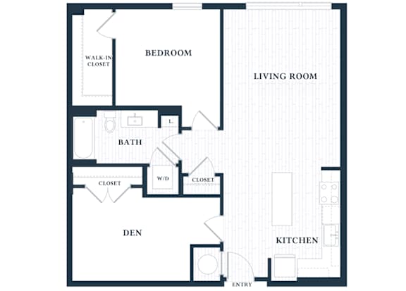 A401 - 1 Bed - 1 Bath - 1 Den - Brentford at the Mile - 2D Floor Plan