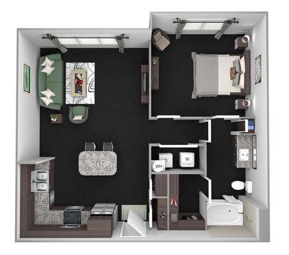 AVANT on Market Center - A4 - 1 bedroom and 1 bath - 3D