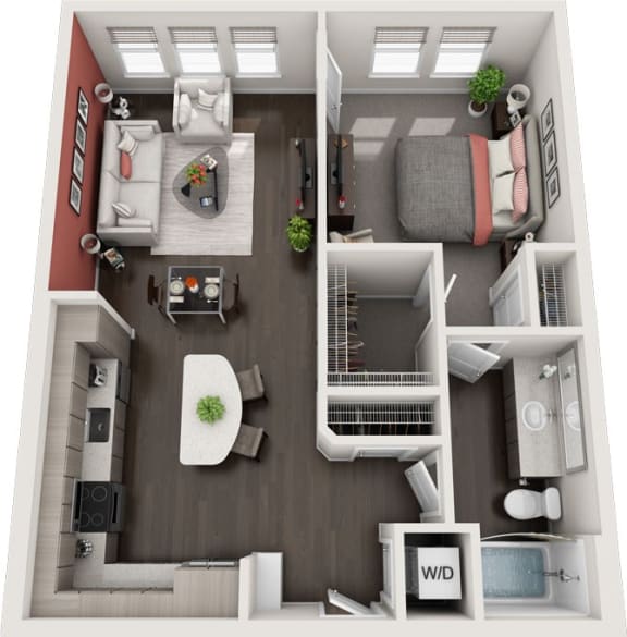Rise at 2534 - A4 - 1 bedroom 1 bath - 3D