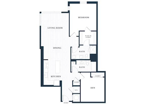 A502 - 1 Bed - 1 Bath - 1 Den - Brentford at the Mile - 2D Floor Plan