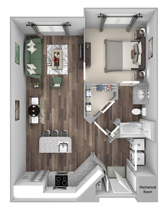 Bonterra Parc - A5 - 1 bedroom and 1 bath - 3D floor plan