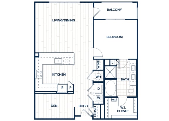 Juncture A5 floor plan 1 bed 1 bath 2D
