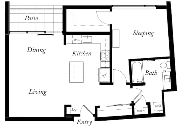 A5 - 1 Bed -1 Bath - 863 Sq Ft - 2D - Willow Apartments