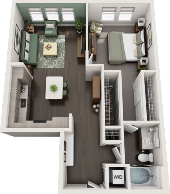Rise at 2534 - A5 - 1 bedroom 1 bath - 3D